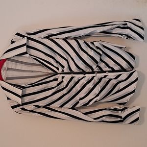 Cache Black & Silver striped stretch button-down shirt